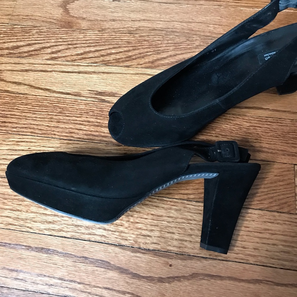 Black Suede Platform Sandals 10